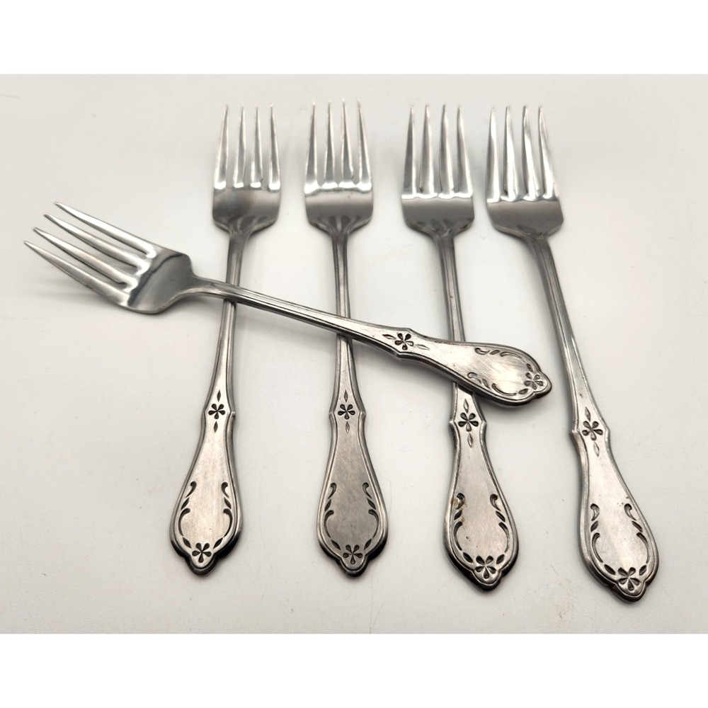 Northland Evening Star Japan Stainless Flatware Lot of 5 SALAD Forks Vintage